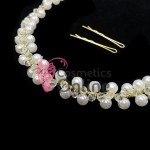 Tiara Ti034JJ Aurie pentru mirese cu cristale si perle + 2 agrafe